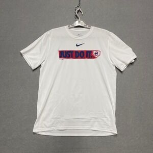 Chicago Cubs Shirt Mens Large White Nike Dri-Fit Just Do It Swoosh MLB Baseball